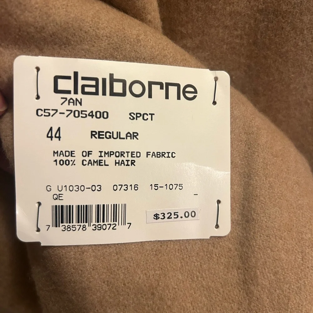NWT Claiborne 100% Camel Hair Coat – Size 44R – Men’s Gift For Him
